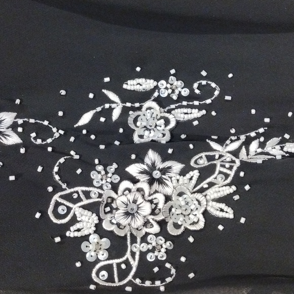 🖤 Y2K Black Beaded Sequin Rhinestone Silk/ Sheath/ Bias Cut Dress - Picture 15 of 16